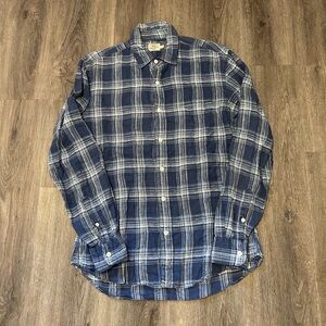 Faherty Blue Plaid Flannel Button Down Shirt Size Medium Men's Casual Cotton